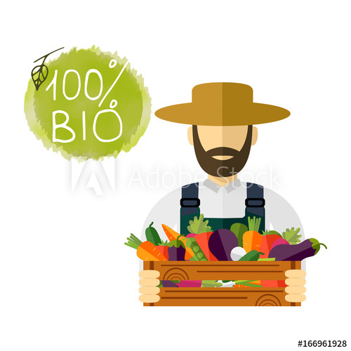 500x500 Farmer Hat, Picked Vegetables Vector Illustration, Icon