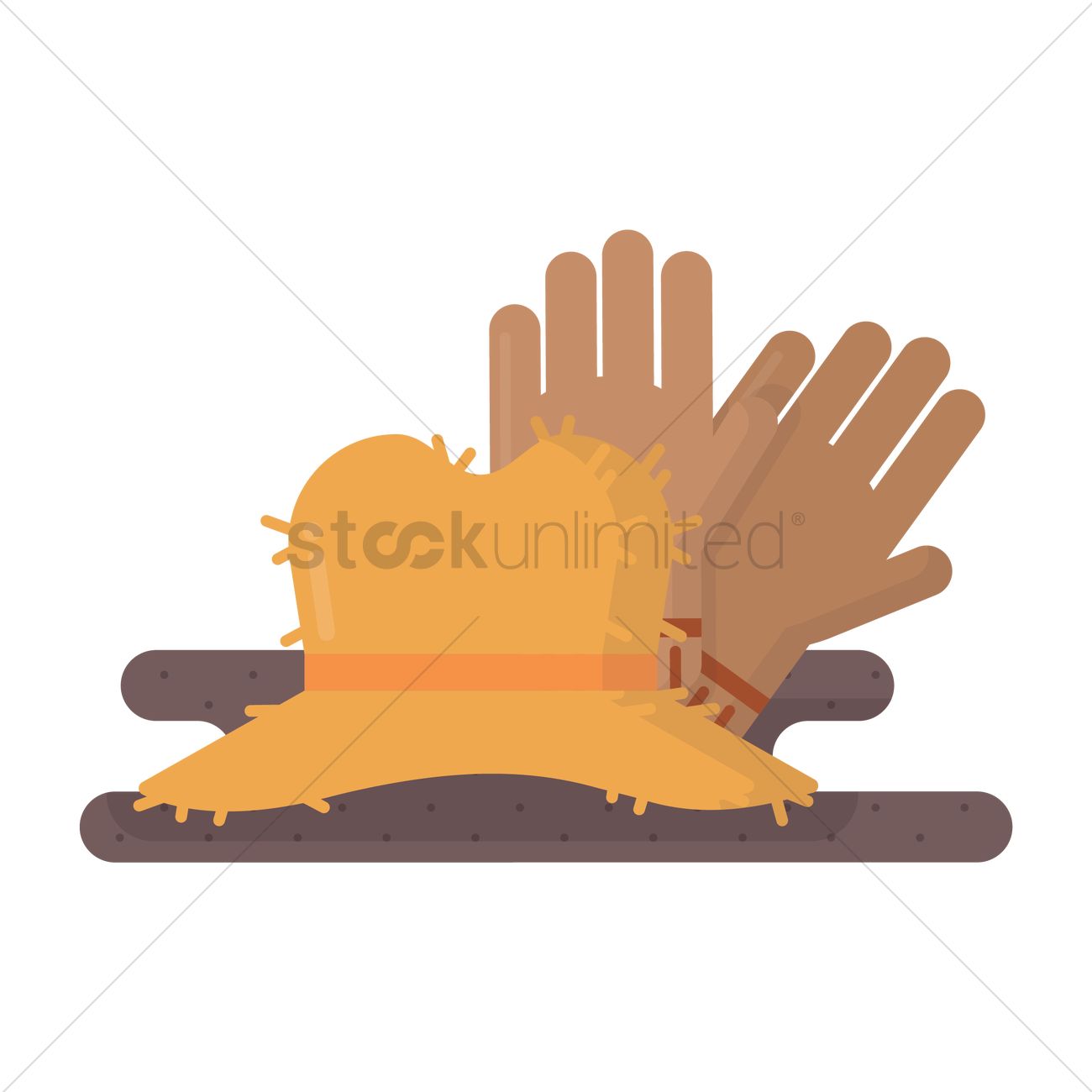 1300x1300 Farmer Hat And Gloves Vector Image