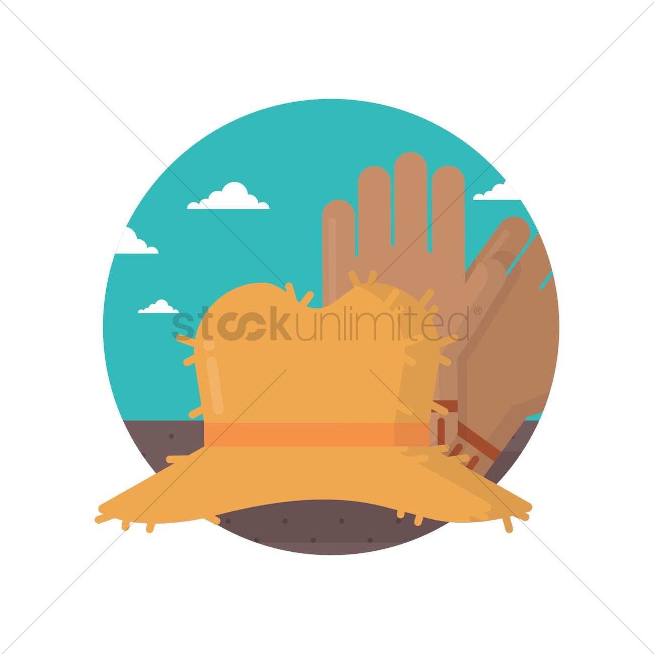 1300x1300 Farmer Hat And Gloves Vector Image