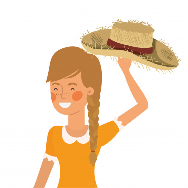626x626 Farmer Woman With Straw Hat Vector Premium Download