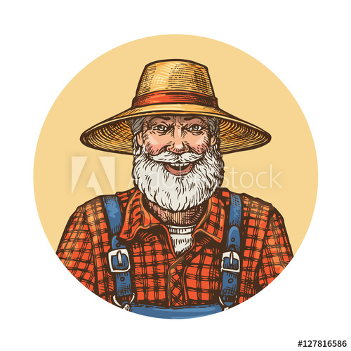 500x500 Smiling Farmer In Straw Hat Gardener Or Beekeeper Vector