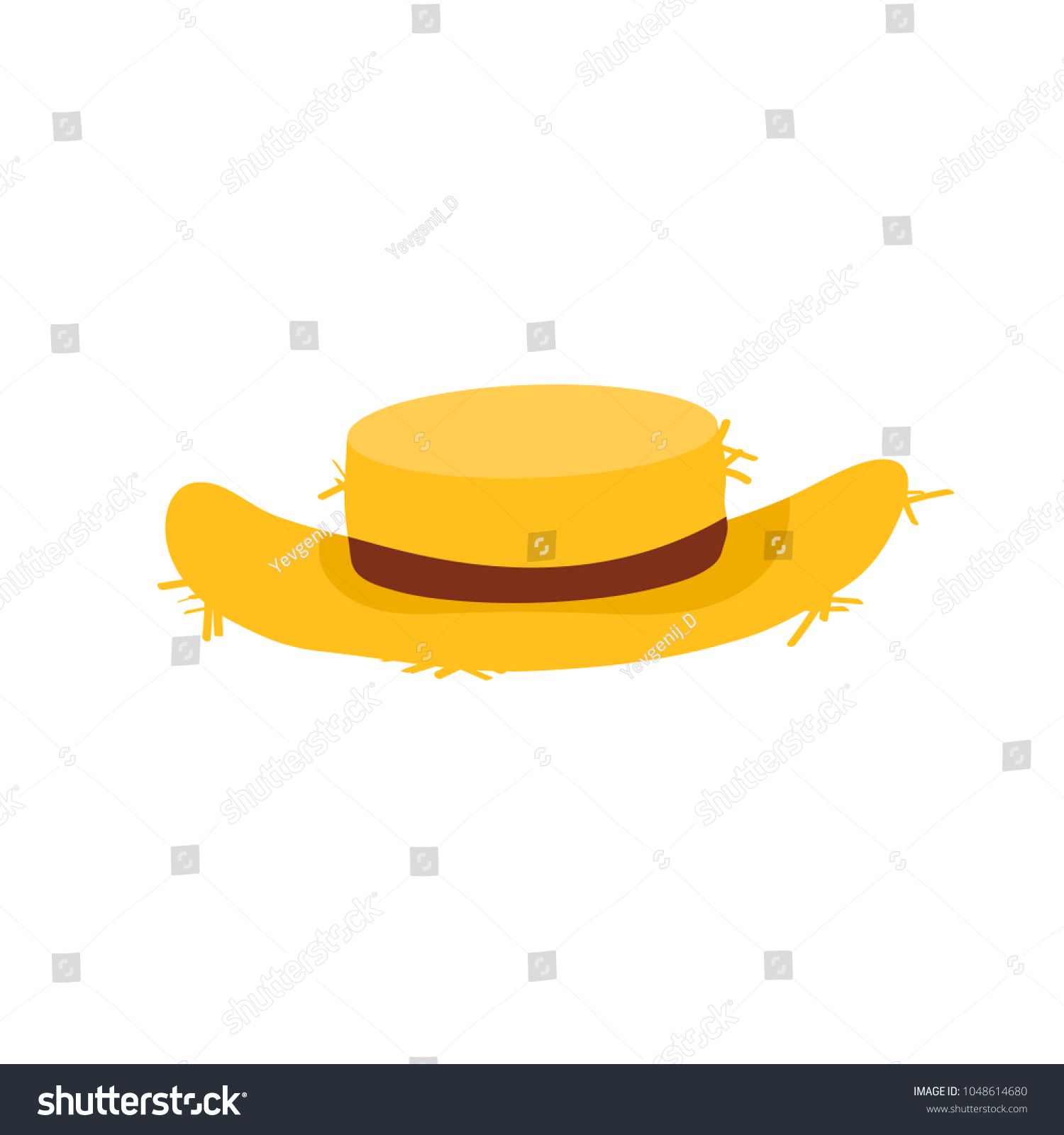 1500x1600 Straw Hat In Cartoon Style Farmer Summer Straw Hat Isolated