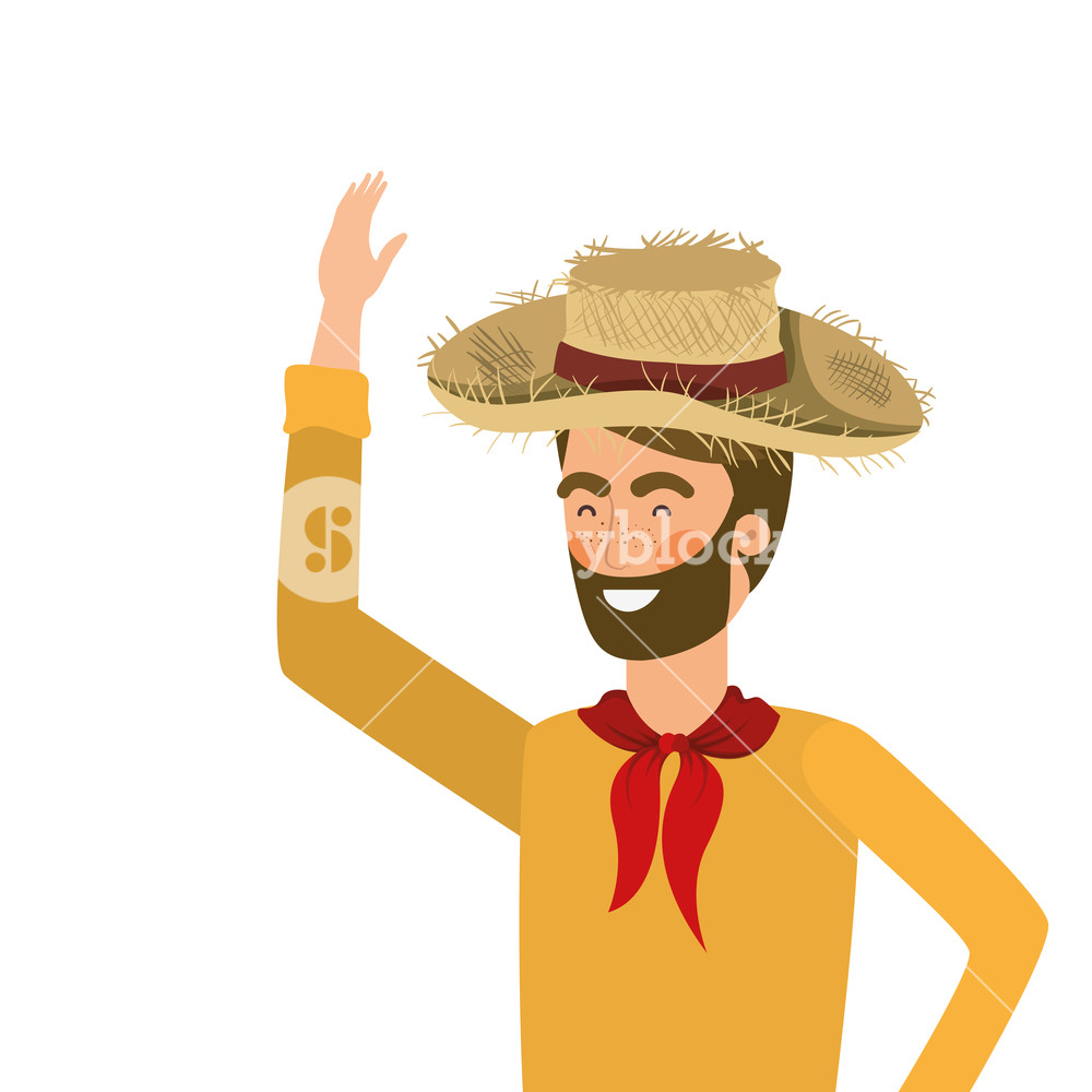 1000x1000 Man Farmer With Straw Hat Vector Illustration Design Royalty Free