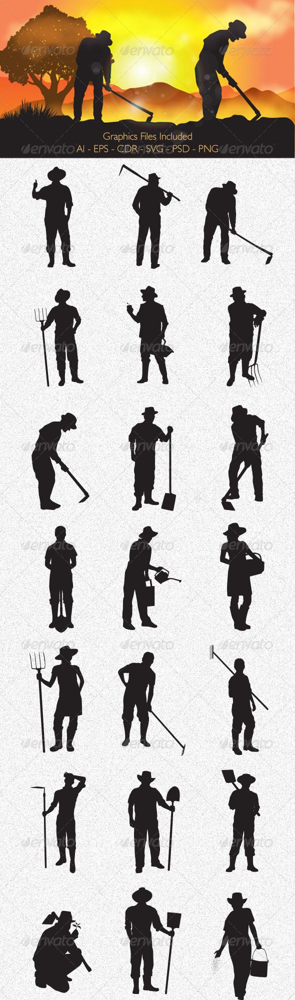 590x2000 Farmer Silhouettes
