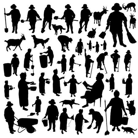 450x450 Farmer Women Silhouettes Set Royalty Free Vector Graphics
