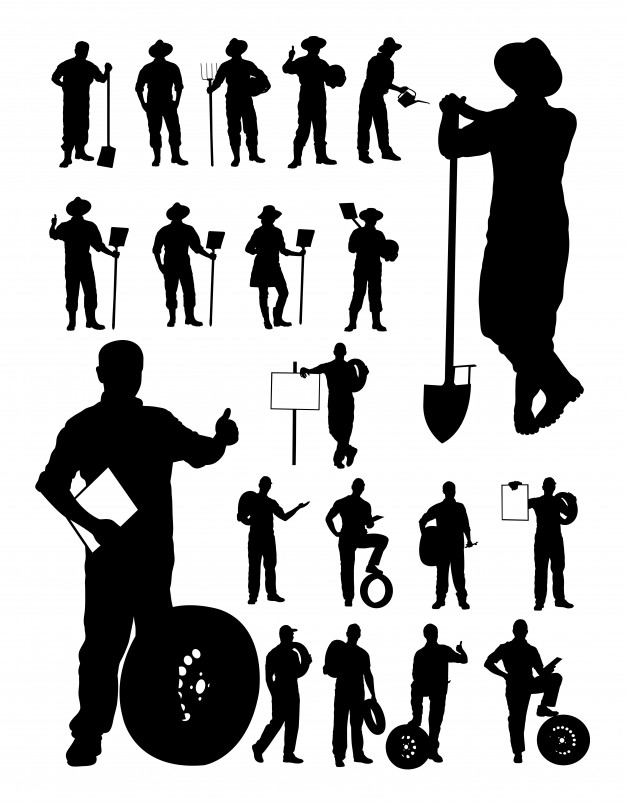 626x804 Mechanic And Farmer Silhouette Vector Premium Download