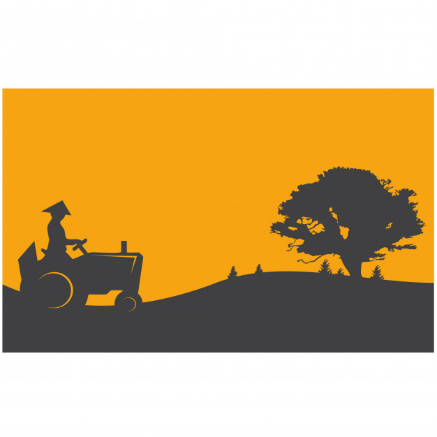 626x626 Silhouette Of The Farmer And Tractor Sunset Vector Illustration
