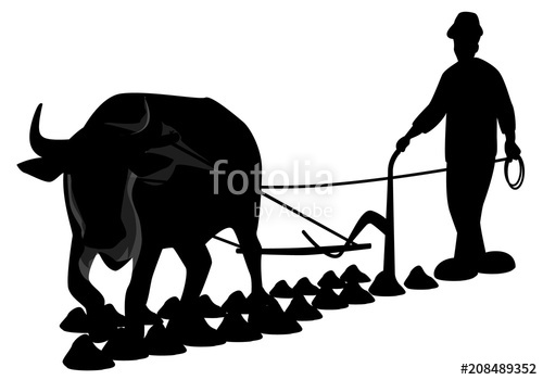 500x350 Silhouette Farmer Plowing Vector Design Stock Image And Royalty