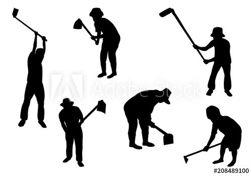 500x350 Silhouette Farmer Shape With Shovel Vector Design