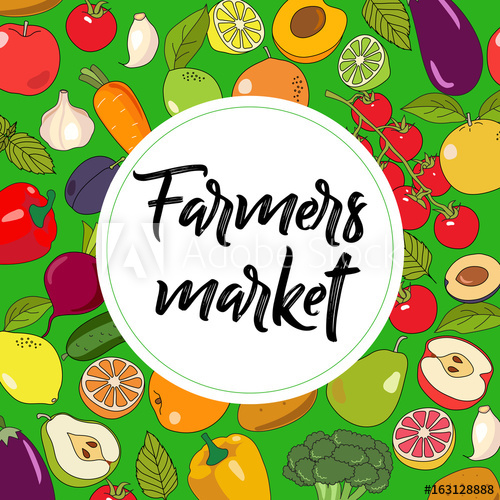 Farmers Market Vector Illustration With Hand Drawn Fruits 500x500 Farmers Market Vector Illustration With Hand Drawn Fruits