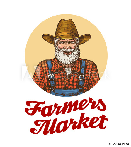 Farmers Market Vector Logo Or Icon Farmer In Hat 447x500 Farmers Market Vector Logo Or Icon Farmer In Hat