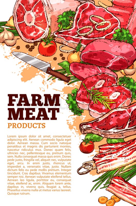 Farm Fresh Meat Poster Template For Stock Vector Colourbox 529x800 Farm Fresh Meat Poster Template For Stock Vector Colourbox