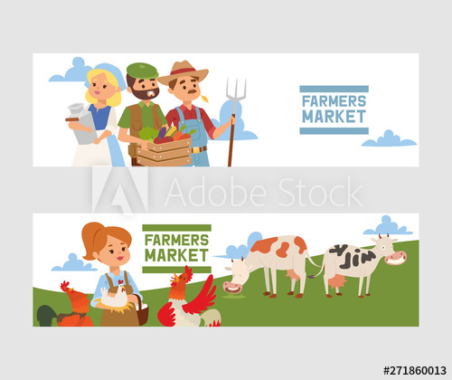 People Buying Fresh Local Vegetable From Farm Market Vector Banner 500x420 People Buying Fresh Local Vegetable From Farm Market Vector Banner