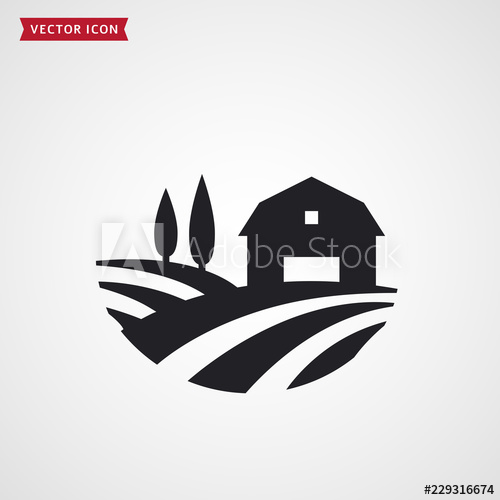 500x500 Farm Barn And Fields Farmhouse Vector Icon