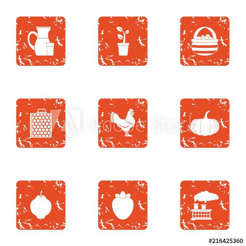 500x500 Farmhouse Icons Set Grunge Set Of Farmhouse Vector Icons