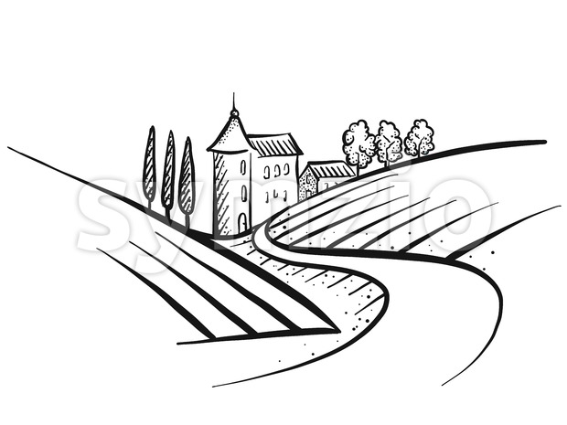 620x465 Hand Drawn Vector Farmland Sketch Vector Illustration