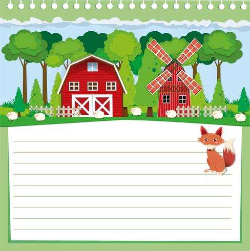 488x490 Paper Design With Fox And Farmland Vector