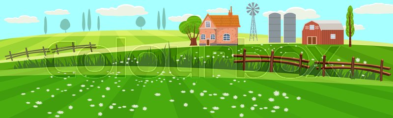 800x240 Rural Spring Landscape Countryside Stock Vector Colourbox