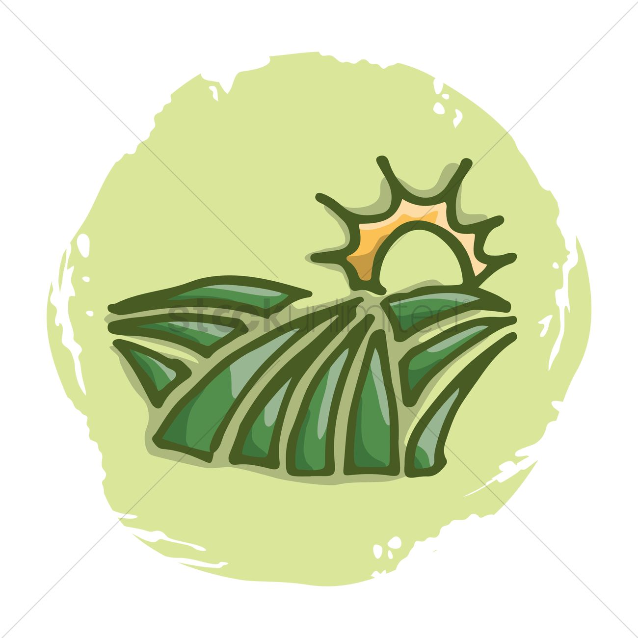1300x1300 Sun And Farmland Vector Image