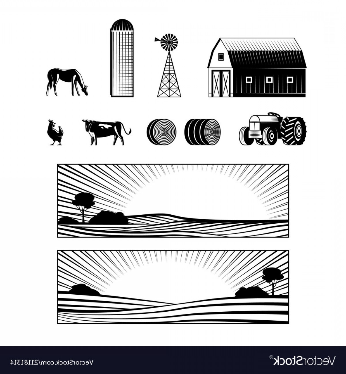 1200x1296 Countryside Silhouette Vector Handandbeak