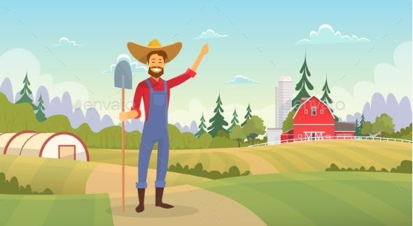 590x324 Farmer Standing Show Farm, Farmland Countryside Landscape Flat