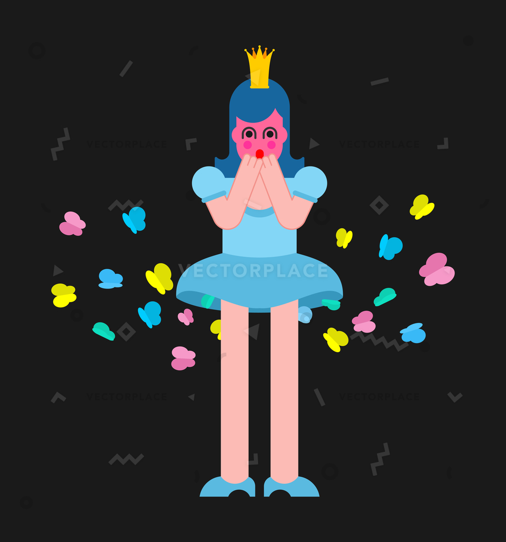 1000x1071 Princess Fart Butterfly Woman Farting Sweet Vector Illustration