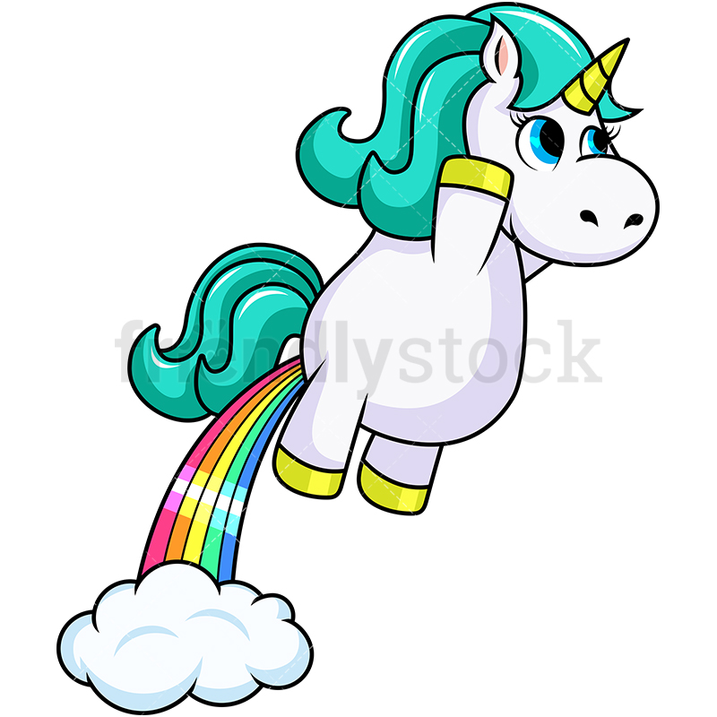 800x800 Unicorn Rainbow Fart Cartoon Vector Clipart