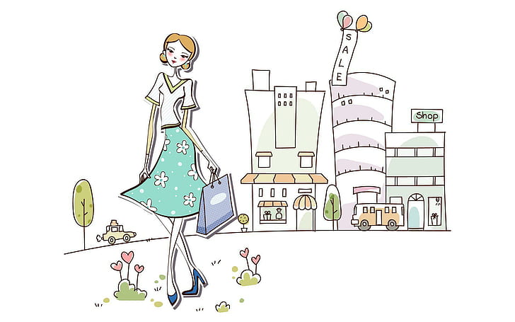 Hd Wallpaper Girl On A Shopping Spree, Fashion Sketch, Vector 728x455 Hd Wallpaper Girl On A Shopping Spree, Fashion Sketch, Vector