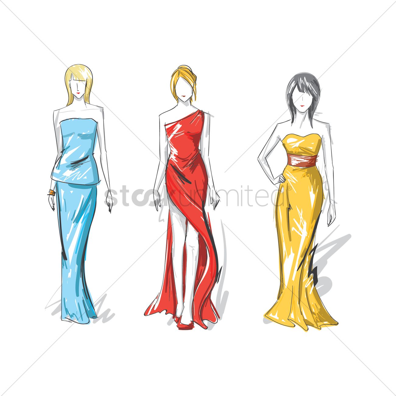 Collection Of Fashion Model Sketches Vector Image 1300x1300 Collection Of Fashion Model Sketches Vector Image