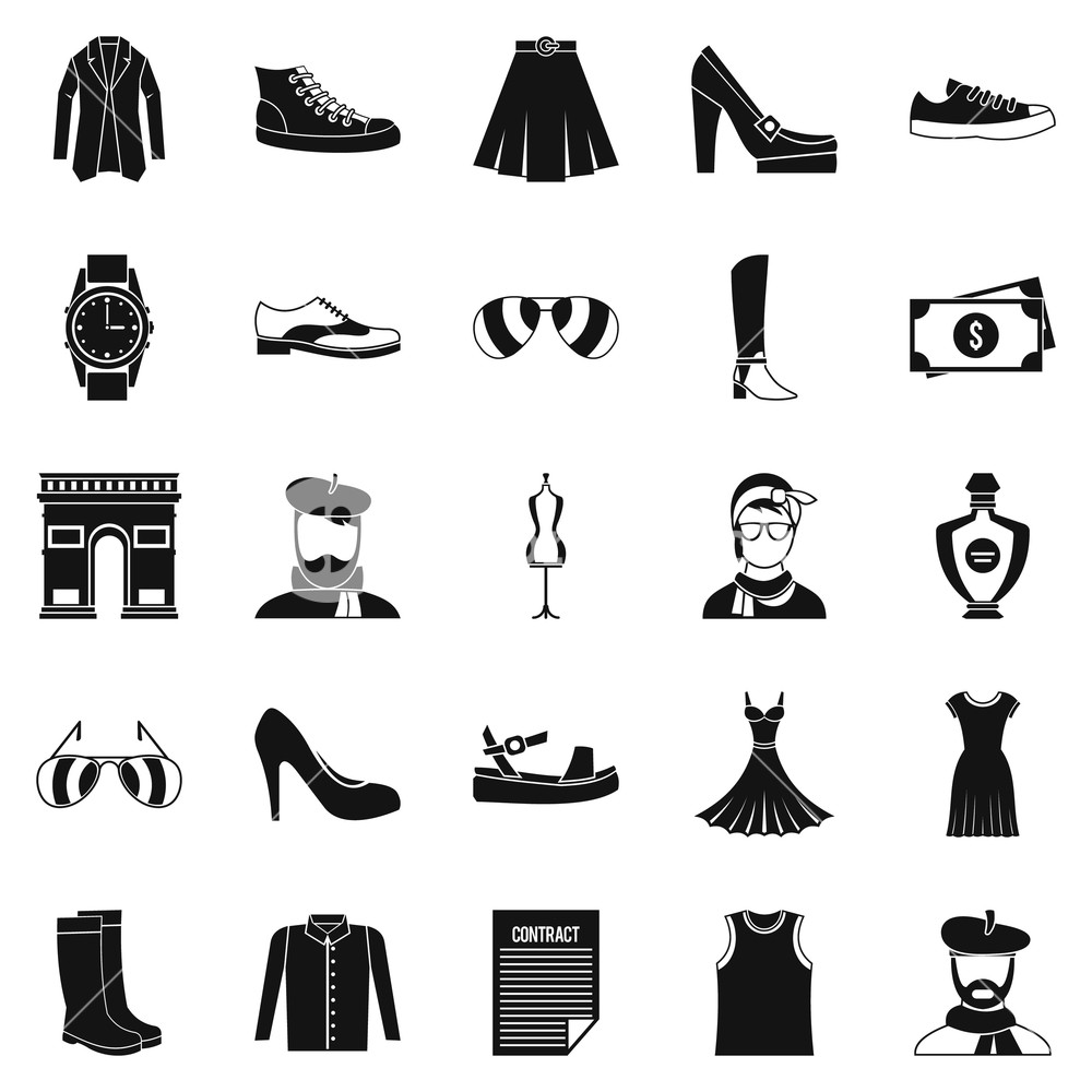 1000x1000 Old Fashion Icons Set Cartoon Set Of Old Fashion Vector Icons