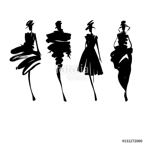Fashion Models Sketch Hand Drawn Stylized Silhouettes Isolated 500x500 Fashion Models Sketch Hand Drawn Stylized Silhouettes Isolated