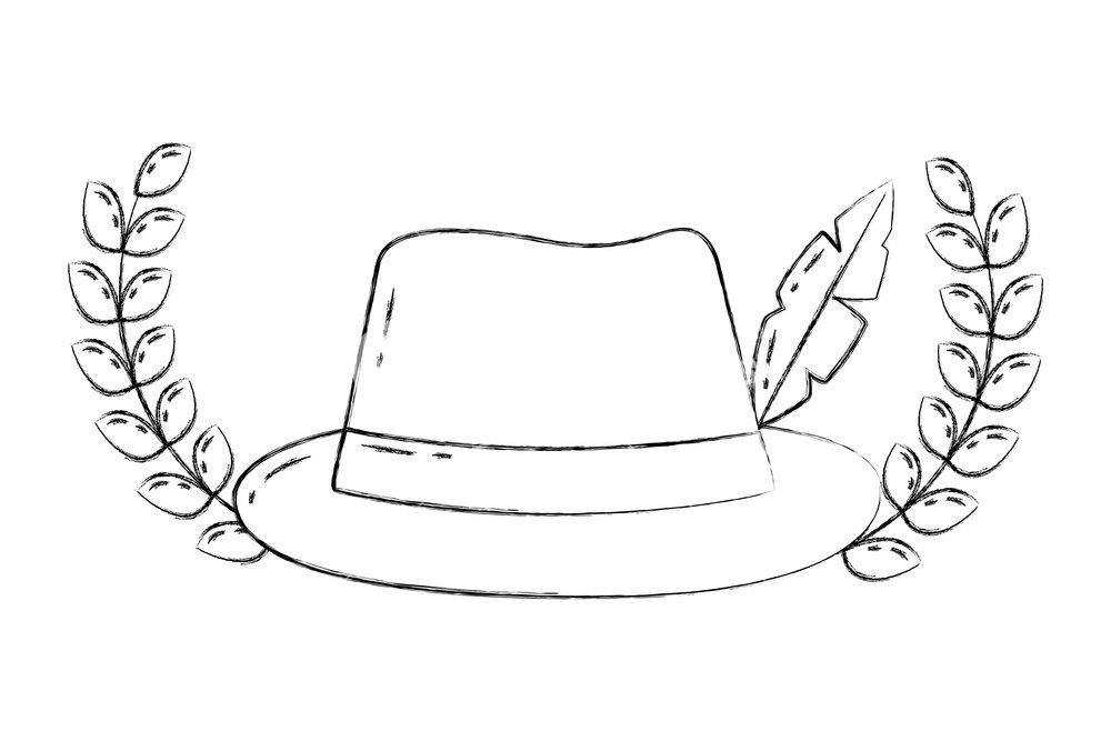 Classic Hat Fedora Feather Emblem Fashion Vector Illustration Hand 1000x667 Classic Hat Fedora Feather Emblem Fashion Vector Illustration Hand