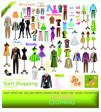 Fashion Elements And Clothing Vector Free Download 340x376 Fashion Elements And Clothing Vector Free Download