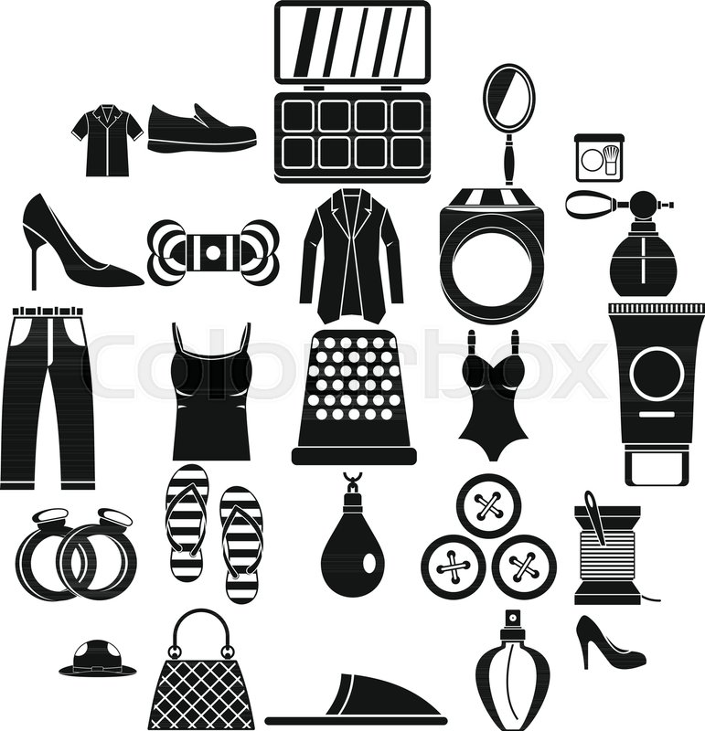 771x800 Fashion Clothes Icons Set Simple Set Stock Vector Colourbox