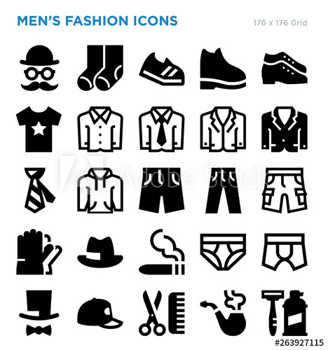 468x500 Mens Fashion Vector Icon Set