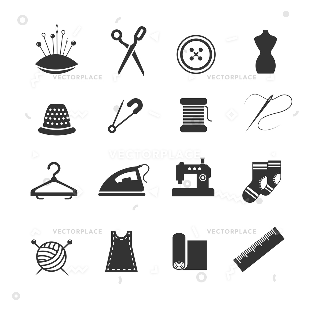 1000x1000 Sewing Fashion Needlework Tailor Icons Tailoring Vector