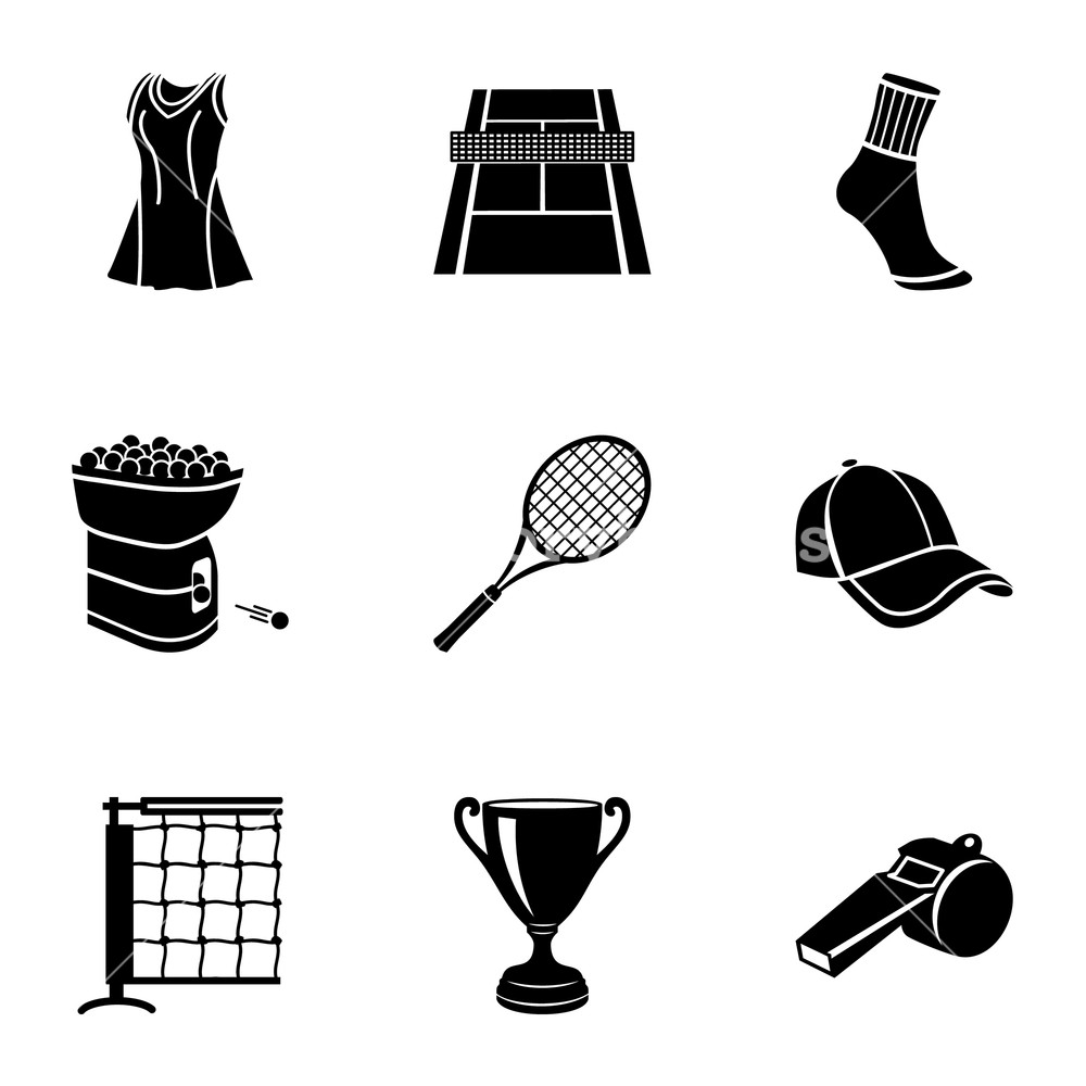 1000x1000 Tennis Fashion Icons Set Simple Set Of Tennis Fashion Vector