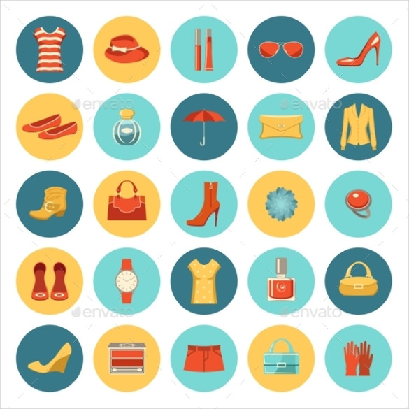 585x585 Fashion Icons Free Vector Format Download