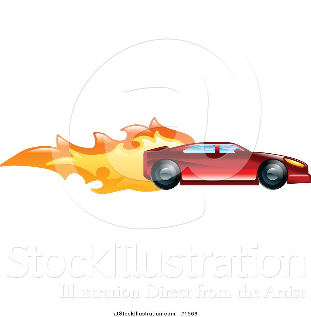 1024x1044 Vector Illustration Of A Fast Red Sports Car Speeding With Flames
