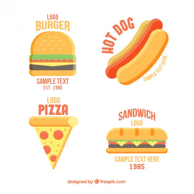 626x626 Fast Food Restaurant Flat Logos Collection Vector Free Download