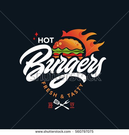 450x470 Hot Burgers Vector Logo, Fast Food, Lettering Ideas Food Logo