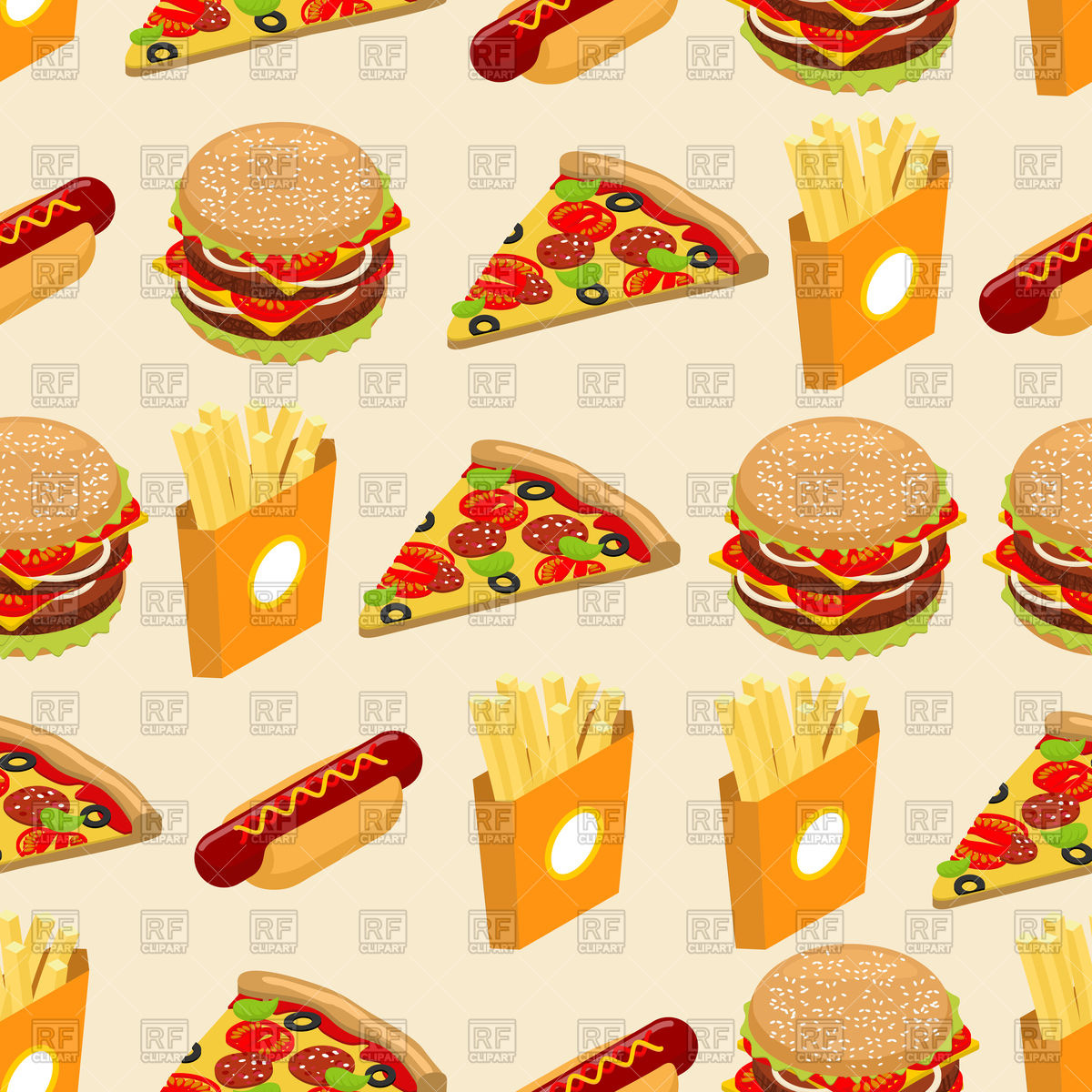 1200x1200 Fast Food Seamless Pattern Vector Image Of Food And Beverages