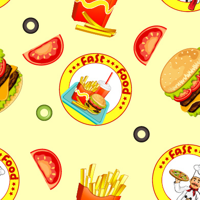 391x392 Fast Food Seamless Pattern Design Vector Free Vector