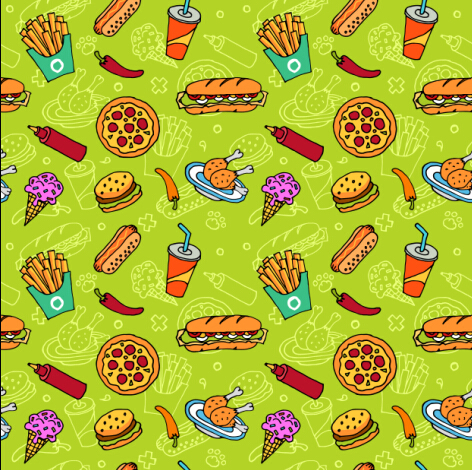 472x470 Fast Food With Pizza Vector Seamless Pattern Free Download