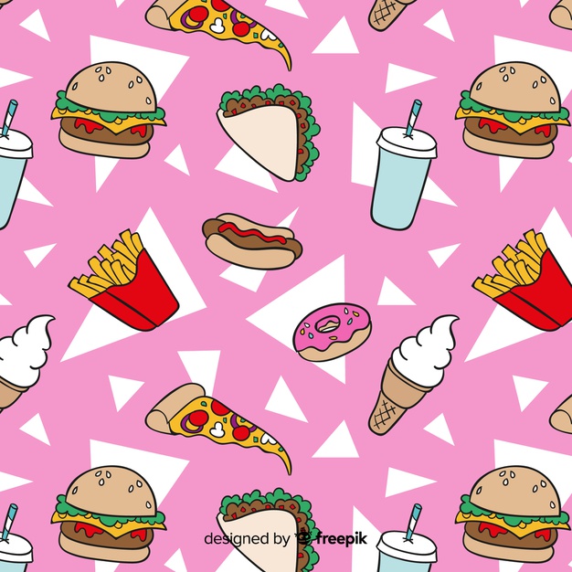 626x626 Hand Drawn Fast Food Pattern Background Vector Free Download