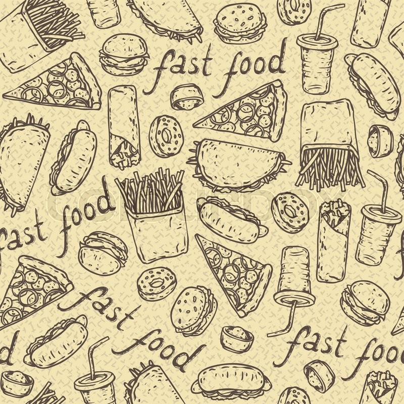 800x800 Seamless Vector Pattern With Fast Food Stock Vector Colourbox