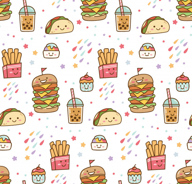 626x602 Cartoon Junk Food Kawaii Seamless Pattern Vector Premium Download