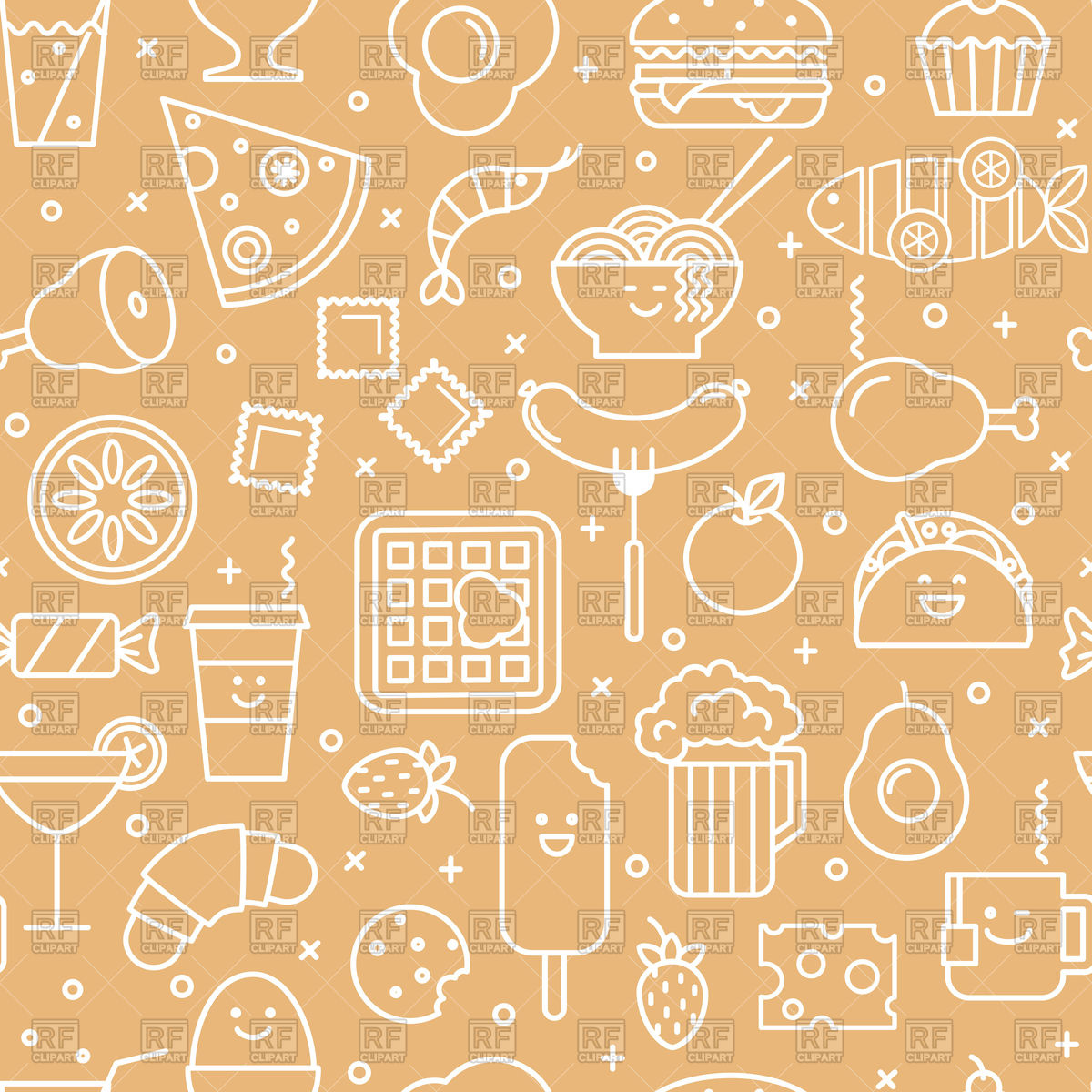 1200x1200 Seamless Pattern With Fast Food Icons Vector Image Of Backgrounds
