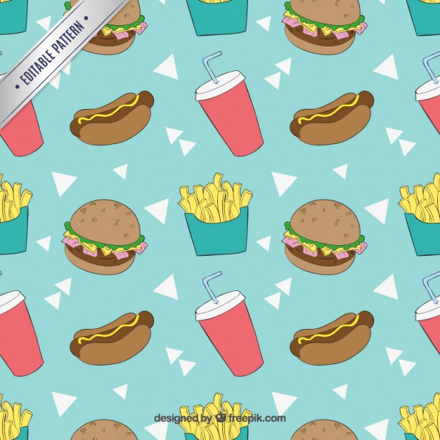 626x626 Sketchy Fast Food Pattern Vector Free Download