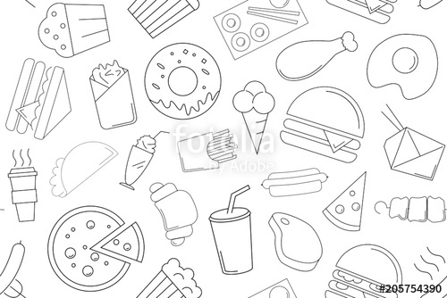 500x334 Vector Fast Food Pattern With Word Fast Food Background Stock